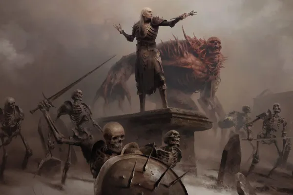 Uma cena de Diablo 4, com demônios infernais