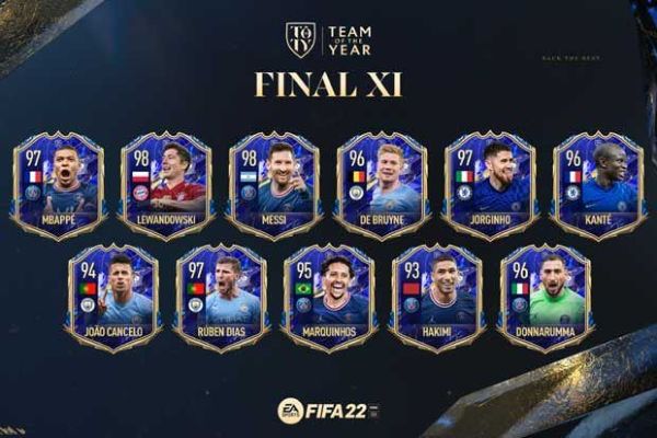 L'équipe complète des vainqueurs de FIFA 22 TOTY.