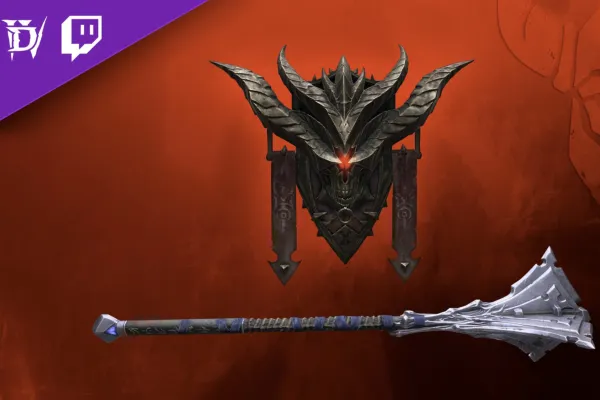 Um grande item semelhante a uma maça e um troféu
