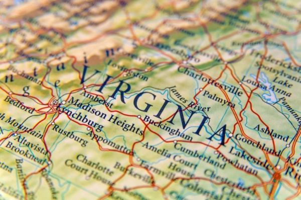 Mapa geográfico de Virginia cerrar